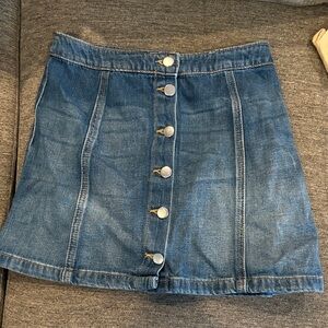 H&M Blue Denim Mini Skirt with Button Front